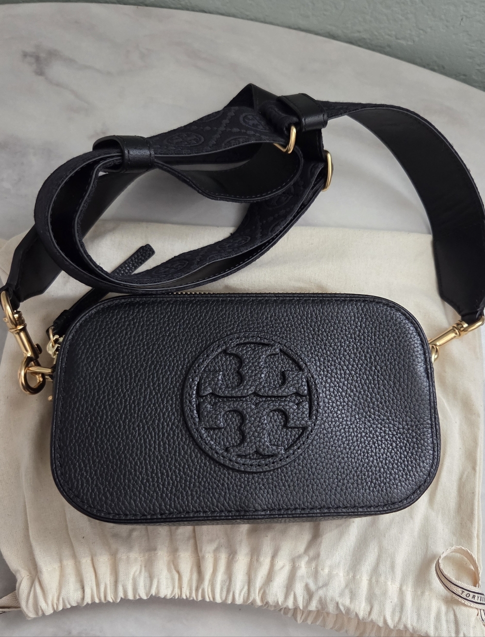 Tory Burch Mini Miller Black Leather Crossbody Bag
